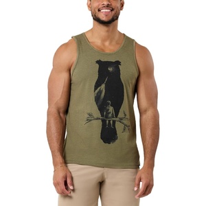 image:imageINTO THE AM Graphic Tank Tops for Men Cool Summer Beach Muscle Tanks S2XLDreamer  Olive Green