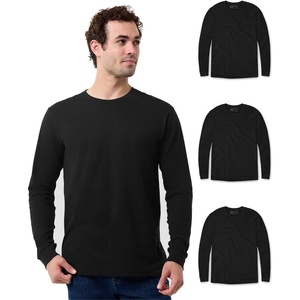 image:imageLong Sleeve Shirts for Men Soft Cotton Crew Neck Casual Tees S3XL3pack BlackBlackBlack