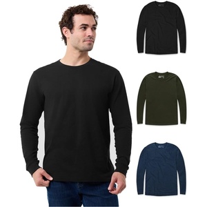 image:imageLong Sleeve Shirts for Men Soft Cotton Crew Neck Casual Tees S3XL3pack BlackMidnight OliveNavy