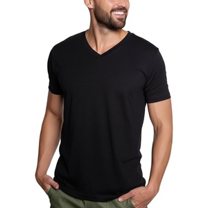 image:imageMens VNeck TShirt Fitted Short Sleeve Soft Cotton Vneck Tees S2XLBlack
