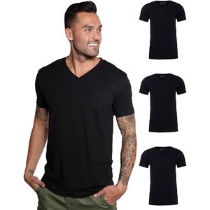 image:imageMens VNeck TShirt Fitted Short Sleeve Soft Cotton Vneck Tees S2XLBlackBlackBlack