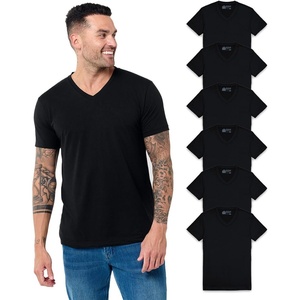 image:imageMens VNeck TShirt Fitted Short Sleeve Soft Cotton Vneck Tees S2XLBlackBlackBlackBlackBlackBlack