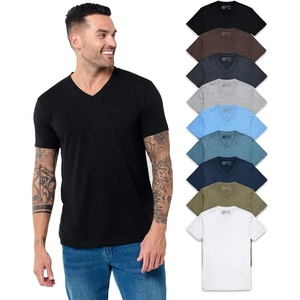 image:imageMens VNeck TShirt Fitted Short Sleeve Soft Cotton Vneck Tees S2XLBlackBrownCharcoalGreyHeather Columbia BlueIndigoNavyOlive GreenWhite