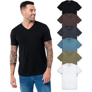 image:imageMens VNeck TShirt Fitted Short Sleeve Soft Cotton Vneck Tees S2XLBlackBrownCharcoalIndigoOlive GreenWhite