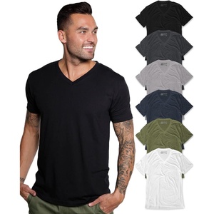 image:imageMens VNeck TShirt Fitted Short Sleeve Soft Cotton Vneck Tees S2XLBlackCharcoalGreyNavyOlive GreenWhite