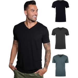 image:imageMens VNeck TShirt Fitted Short Sleeve Soft Cotton Vneck Tees S2XLBlackCharcoalIndigo