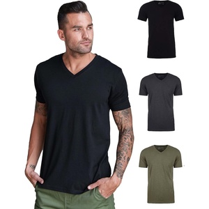 image:imageMens VNeck TShirt Fitted Short Sleeve Soft Cotton Vneck Tees S2XLBlackCharcoalOlive Green
