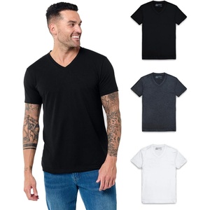 image:imageMens VNeck TShirt Fitted Short Sleeve Soft Cotton Vneck Tees S2XLBlackCharcoalWhite
