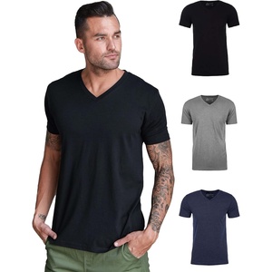 image:imageMens VNeck TShirt Fitted Short Sleeve Soft Cotton Vneck Tees S2XLBlackGreyNavy