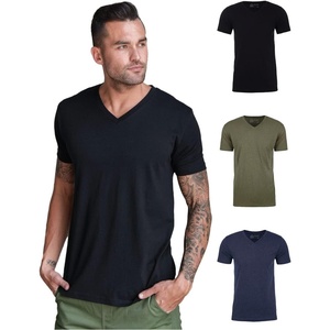 image:imageMens VNeck TShirt Fitted Short Sleeve Soft Cotton Vneck Tees S2XLBlackNavyOlive Green