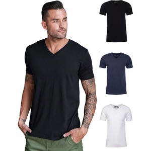 image:imageMens VNeck TShirt Fitted Short Sleeve Soft Cotton Vneck Tees S2XLBlackNavyWhite