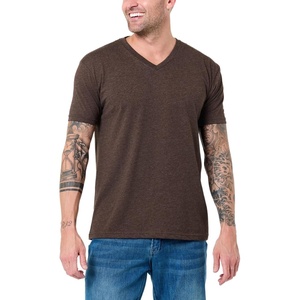 image:imageMens VNeck TShirt Fitted Short Sleeve Soft Cotton Vneck Tees S2XLBrown