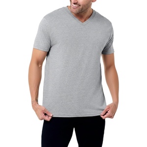 image:imageMens VNeck TShirt Fitted Short Sleeve Soft Cotton Vneck Tees S2XLGrey