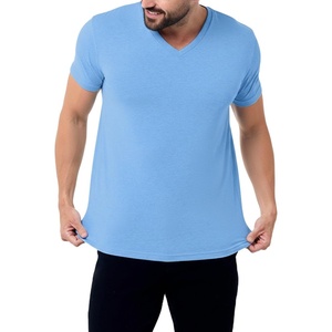 image:imageMens VNeck TShirt Fitted Short Sleeve Soft Cotton Vneck Tees S2XLHeather Columbia Blue