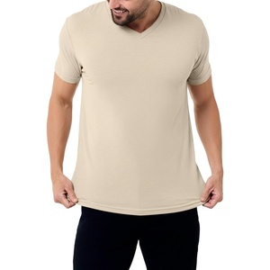 image:imageMens VNeck TShirt Fitted Short Sleeve Soft Cotton Vneck Tees S2XLHeather Tan