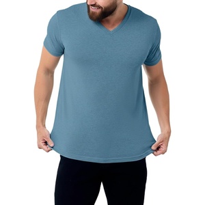 image:imageMens VNeck TShirt Fitted Short Sleeve Soft Cotton Vneck Tees S2XLIndigo