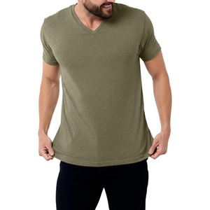 image:imageMens VNeck TShirt Fitted Short Sleeve Soft Cotton Vneck Tees S2XLOlive Green