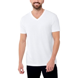image:imageMens VNeck TShirt Fitted Short Sleeve Soft Cotton Vneck Tees S2XLWhite