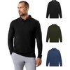 image:imageLong Sleeve Polo Shirts for Men Slim Fit Collared Soft Cotton S4XLPack of 3  Nonbranded  BlackMidnight OliveNavy