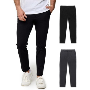 image:imageCasual Pants for Men Slim Fit Stretch Chino Tech Travel Pants TaperedBlackCharcoal