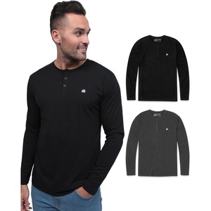 image:imageHenley Shirts for Men Long Sleeve Casual 3 Button Soft Cotton S4XL2 Pack  BlackCharcoal  Logo