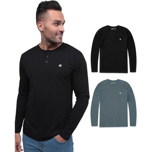 image:imageHenley Shirts for Men Long Sleeve Casual 3 Button Soft Cotton S4XL2 Pack  BlackIndigo  Logo