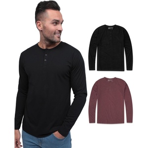 image:imageHenley Shirts for Men Long Sleeve Casual 3 Button Soft Cotton S4XL2 Pack  BlackMaroon  Nologo