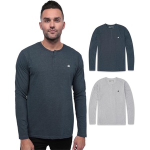 image:imageHenley Shirts for Men Long Sleeve Casual 3 Button Soft Cotton S4XL2 Pack  NavyGrey  Logo