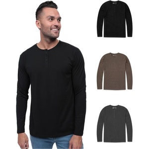 image:imageHenley Shirts for Men Long Sleeve Casual 3 Button Soft Cotton S4XL3 Pack  BlackBrownCharcoal  Nologo