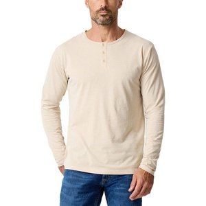 image:imageHenley Shirts for Men Long Sleeve Casual 3 Button Soft Cotton S4XLBeige  Nologo