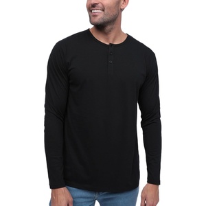 image:imageHenley Shirts for Men Long Sleeve Casual 3 Button Soft Cotton S4XLBlack  Nologo