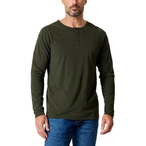 image:imageHenley Shirts for Men Long Sleeve Casual 3 Button Soft Cotton S4XLMidnight Olive  Nologo