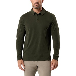 image:imageLong Sleeve Polo Shirts for Men Slim Fit Collared Soft Cotton S4XLNonbranded  Dark Olive Green
