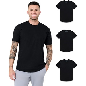 image:imageMens Curved Hem T Shirts Drop Cut Modern Fit Soft Cotton Casual S4XL3pack BlackBlackBlack