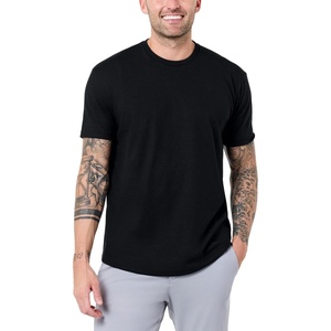 image:imageMens Curved Hem T Shirts Drop Cut Modern Fit Soft Cotton Casual S4XLBlack