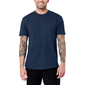 image:imageMens Curved Hem T Shirts Drop Cut Modern Fit Soft Cotton Casual S4XLNavy