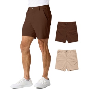 image:imageMens Shorts Stretch Chino Golf Casual Dress Flat Front 7 amp 9 InchBrownKhaki