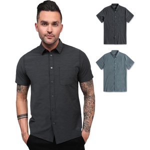 image:imageShort Sleeve Button Down Shirts for Men Slim Fit Stretch Casual S4XLPack of 2  Nonbranded  Black HeatherIndigo