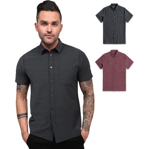 image:imageShort Sleeve Button Down Shirts for Men Slim Fit Stretch Casual S4XLPack of 2  Nonbranded  Black HeatherMaroon
