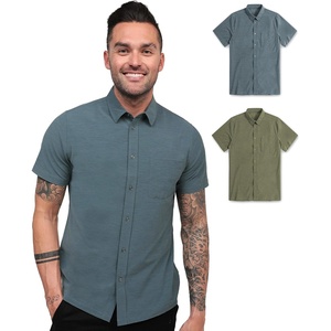 image:imageShort Sleeve Button Down Shirts for Men Slim Fit Stretch Casual S4XLPack of 2  Nonbranded  IndigoOlive Green