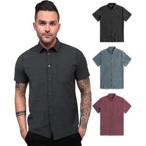 image:imageShort Sleeve Button Down Shirts for Men Slim Fit Stretch Casual S4XLPack of 3  Nonbranded  Black HeatherIndigoMaroon