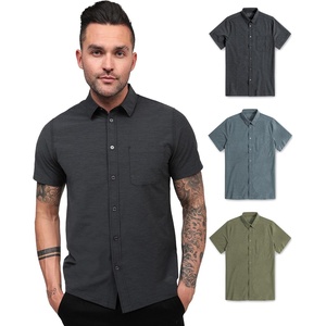 image:imageShort Sleeve Button Down Shirts for Men Slim Fit Stretch Casual S4XLPack of 3  Nonbranded  BlackIndigoOlive Green