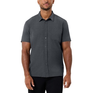 image:imageShort Sleeve Button Down Shirts for Men Slim Fit Stretch Casual S4XLSingle  Nonbranded  Black Heather