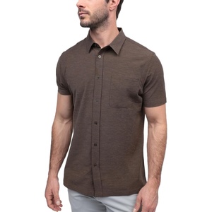 image:imageShort Sleeve Button Down Shirts for Men Slim Fit Stretch Casual S4XLSingle  Nonbranded  Brown