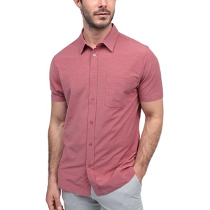 image:imageShort Sleeve Button Down Shirts for Men Slim Fit Stretch Casual S4XLSingle  Nonbranded  Mauve
