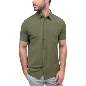 image:imageShort Sleeve Button Down Shirts for Men Slim Fit Stretch Casual S4XLSingle  Nonbranded  Olive Green