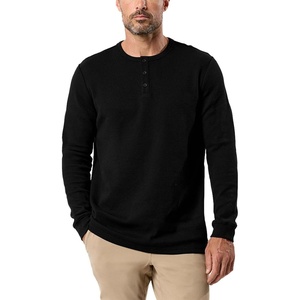 image:imageWaffle Knit Shirts for Men Thermal Crew Henley Textured Layering S4XLBlack
