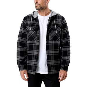 image:imageFlannel Jackets for Men Plaid Hooded Quilt Lined Warm Layering S4XLNonbranded  Black Multi Plaid
