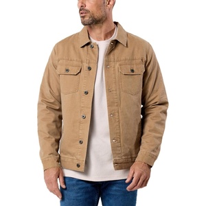 image:imageINTO THE AM Trucker Jackets for Men Flannel Lined Canvas Workwear S4XLKhaki